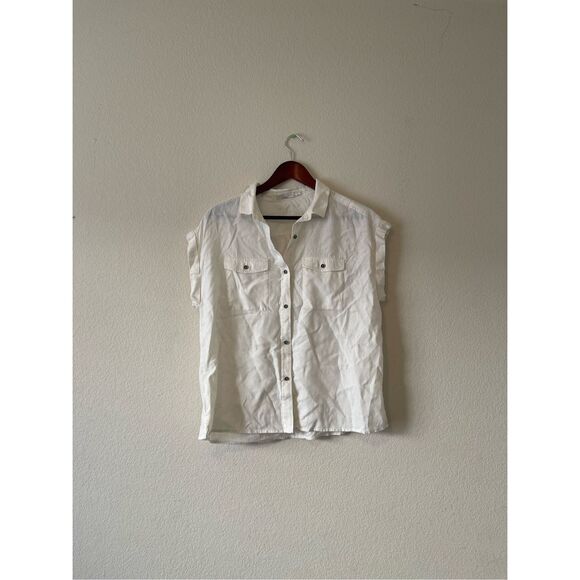 Prana Womens McCray Top Camp Blouse Button Front Hemp Tencel M - Picture 1 of 6
